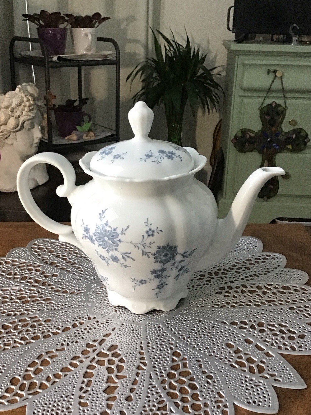 Christina Porcelain Bavarian Blue Tea Pot
